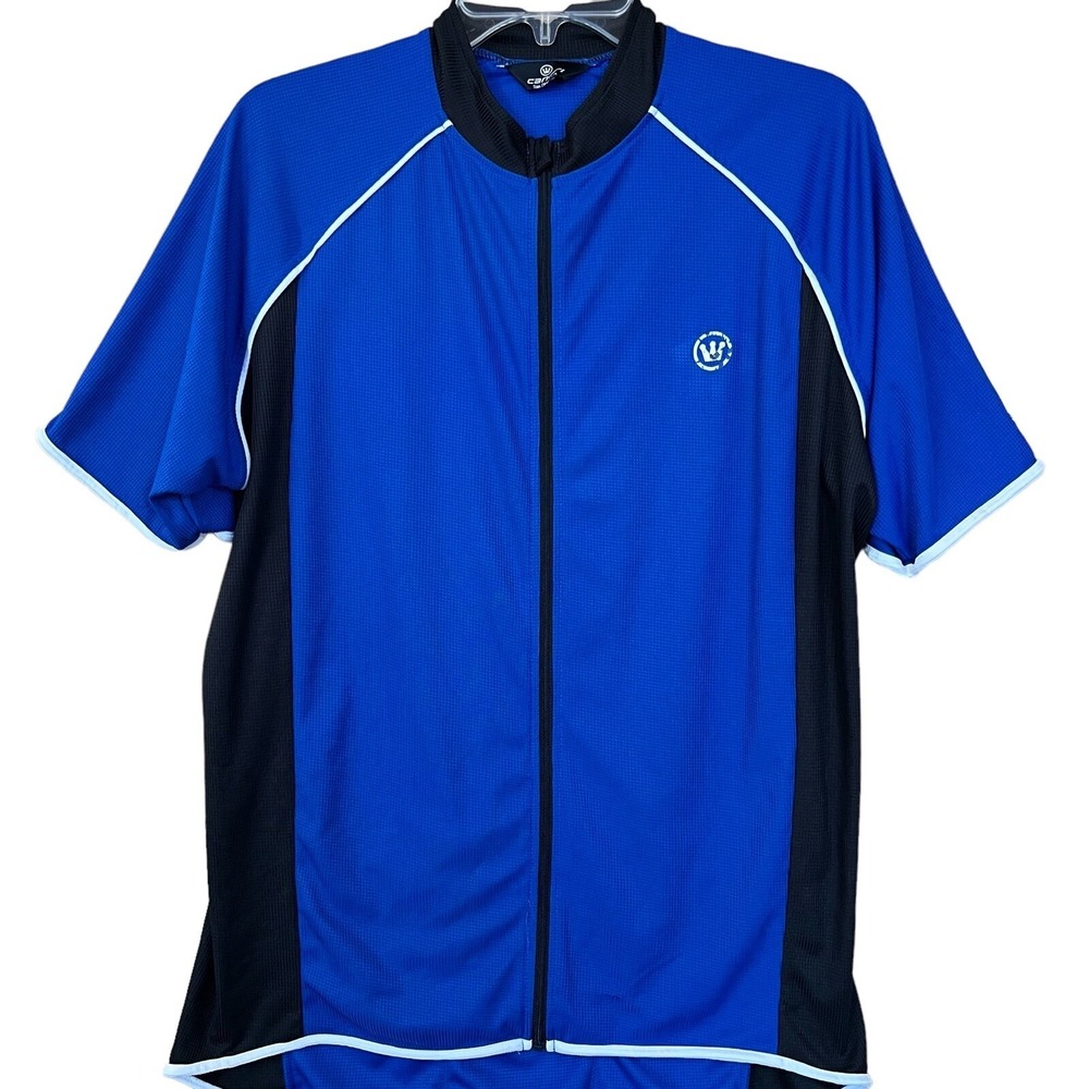 Canari Cycling Jersey Adult Small Blue Black Full Zip Jacket Pockets Bicycle